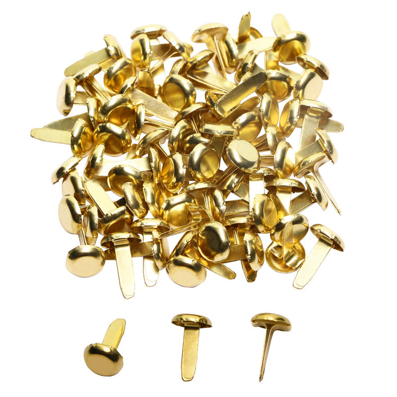 Mini Brads 100Pcs Gold Paper Fasteners Round Brass Metal Pastel Brads For Scra