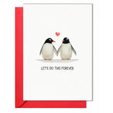 Valentines Day Card For Him, Her – Cute Penguin Love Card With Heart – Romantic Anniversary Card For Couple, Husband, Wife – Sweet Love Gifts For Valentine Or Any Occasion For Men, Women - Folded Card 5"X7" With Red Envelope