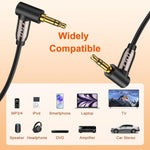 (2 Pack Gold Plated 3.5Mm Stereo Audio Aux Cable 90 Degree Right Angle Compatible For Iphone, Galaxy, Speakers And All Other Devices, 6 Feet