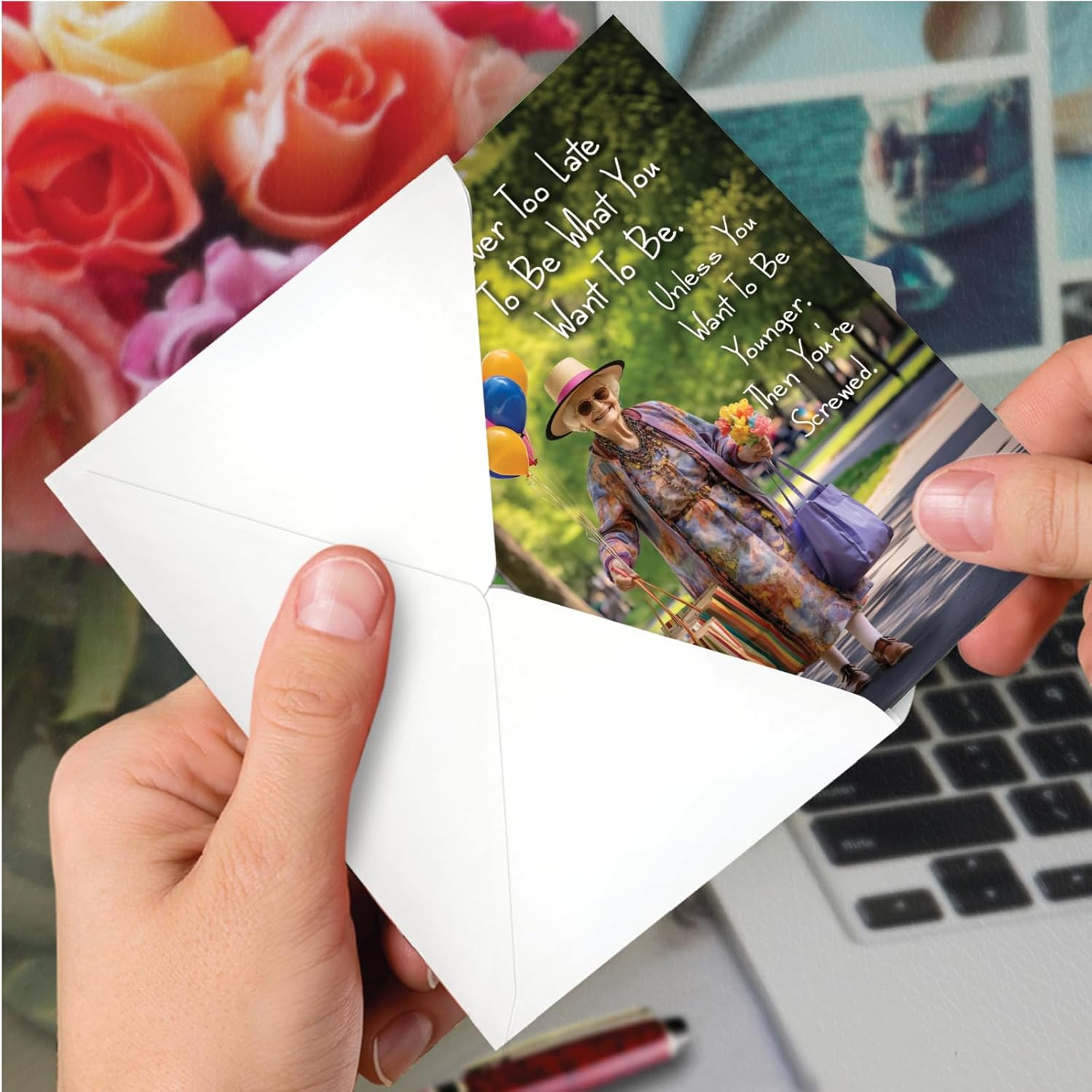 , Funny Birthday Paper Card With 5 X 7 Inch Envelope (1 Card) Bday Sister, Never Too Late Woman C10789Bdg