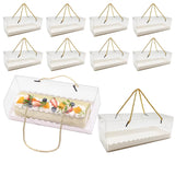 20 Pcs 10.8 Inch Clear Roll Cake Boxes With Gold Rope Handle & Cake Boards, Homemade & Bakery Transparent Plastic Gift Boxes?Easy Carrying, Storage Containers For Slice Cake, Christmas