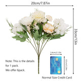 6 Pack Artificial Flowers Fake Faux Peony Silk Carnations Hydrangea Daisy Realistic Flower Bouquets Arrangements For Wedding Decoration Plastic Floral Table Centerpieces Decor(White)