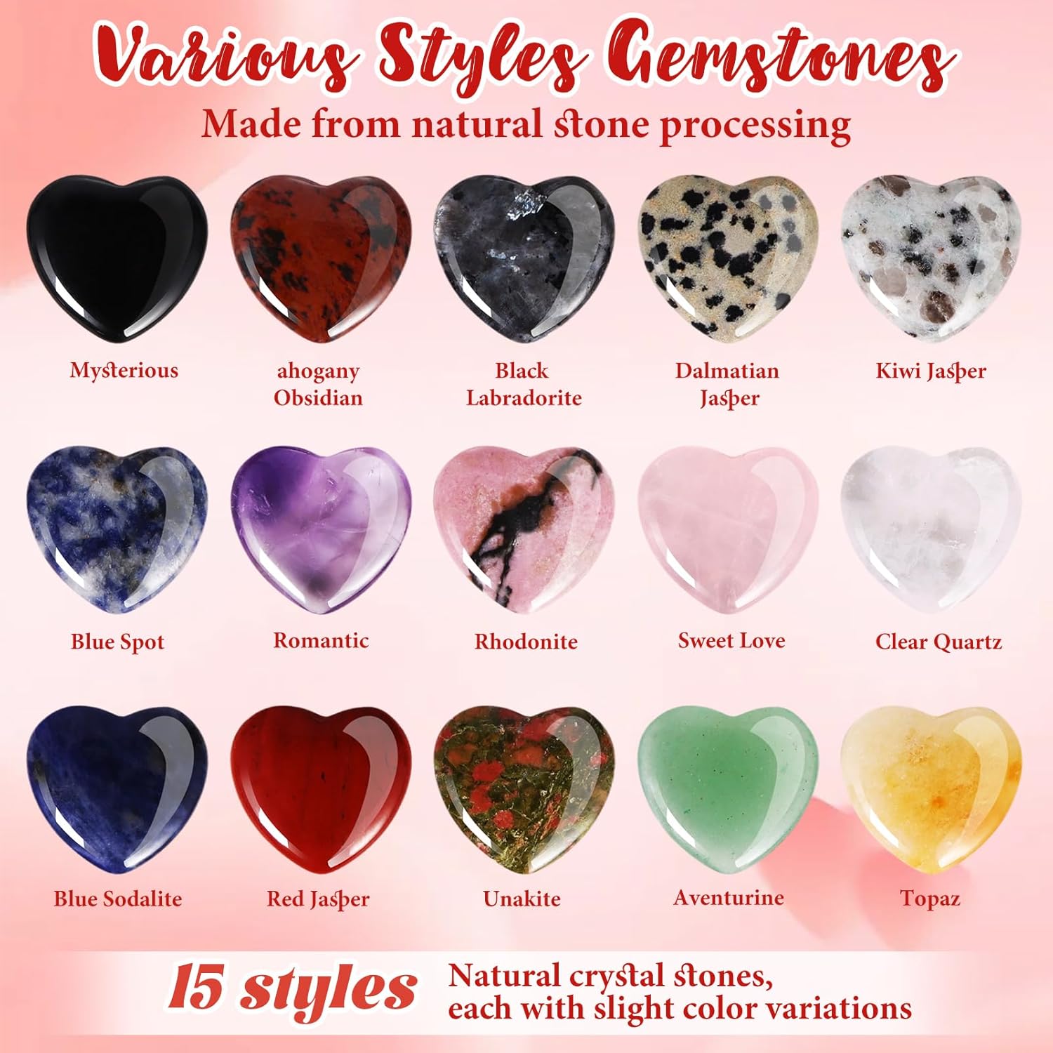 Valentines Day Gifts, 30 Pack Valentines Cards With Heart-Shape Gems, Valentine Crystals Rock Gift Exchange For Party Favor