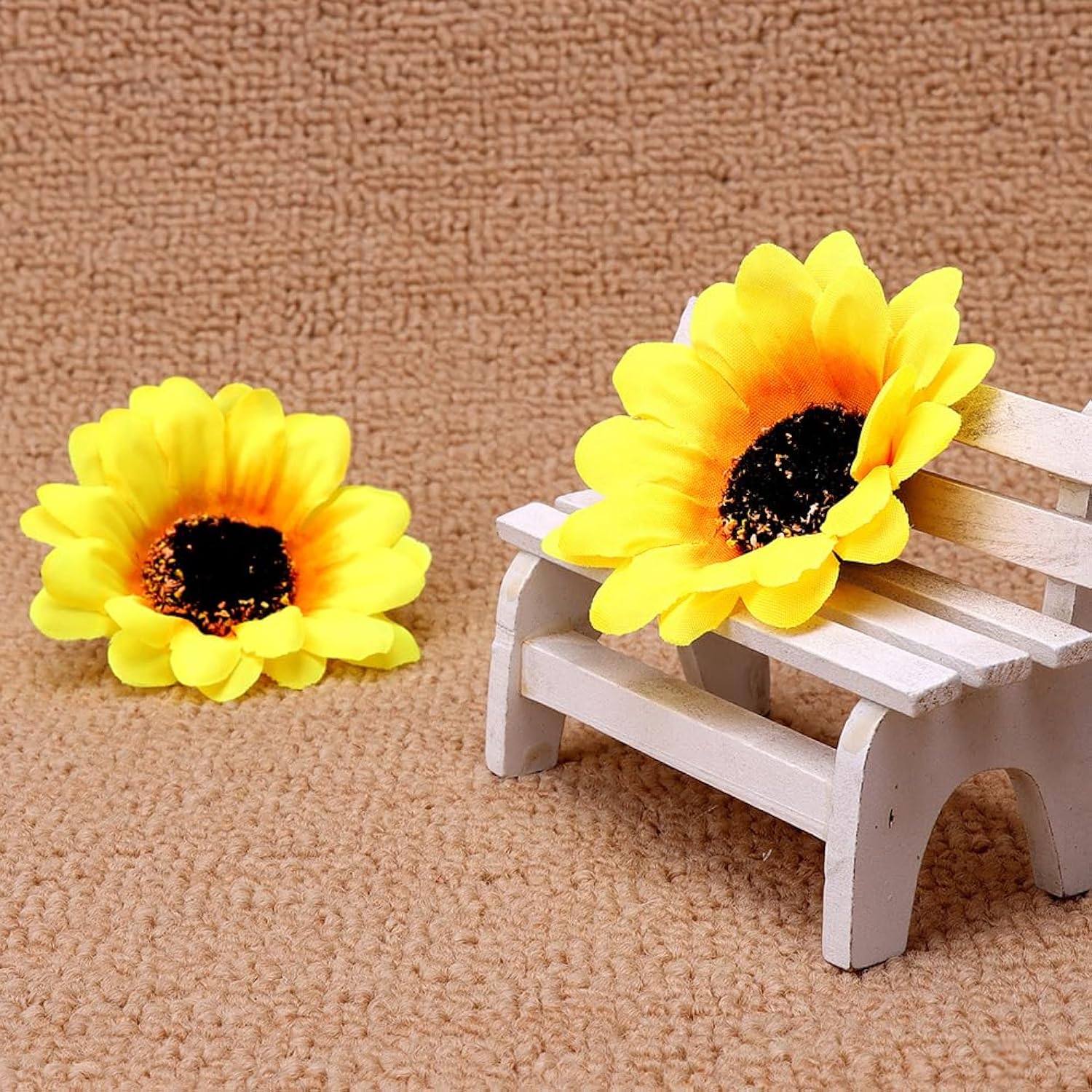 25 Pcs Small Fake Sunflower Heads Faux Yellow Flower Heads Fabric Daisy Flowers Decorative Party Sunflowers Mini Artificial Daisies Craft Floral Flowers