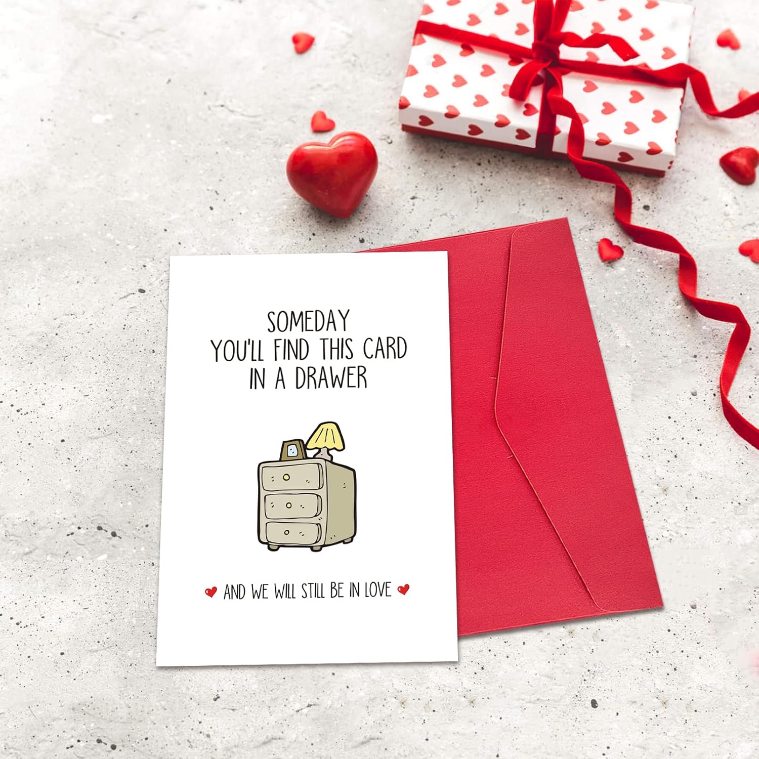 Cute Valentine'S Day & Anniversary Greeting Card For Couples, Unisex-Adults, Red, 8X5.3 Inches, Modern Letter Print