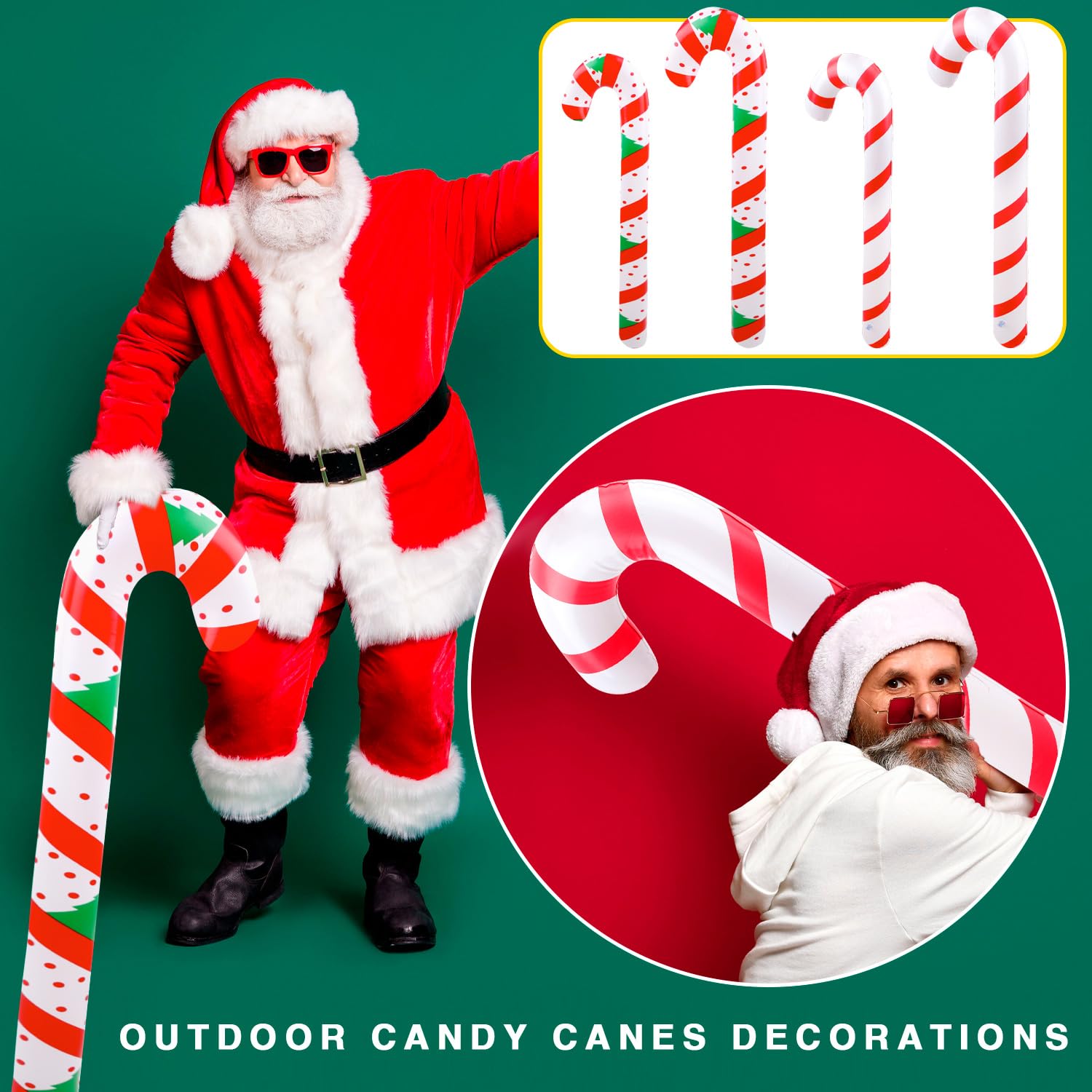 8 Pieces 47 Inch 35 Inch Inflatable Christmas Candy Canes Blow Up Candy Canes Balloon For Indoor And Outdoor Xmas Party