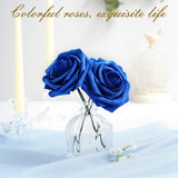 16Pcs Artificial Flowers Fake Roses With Stems, Royal Blue Boxed Foam Roses For Diy Bouquets Centerpieces Wedding Party Arrangement Bridal Shower Decor