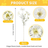 4Pcs Artificial Wild Flower Fake Cosmos With Long Stem Faux Silk Flowers For Wedding Bridal Bouquet Wreath Table Centerpiece Outdoor Decor (White)