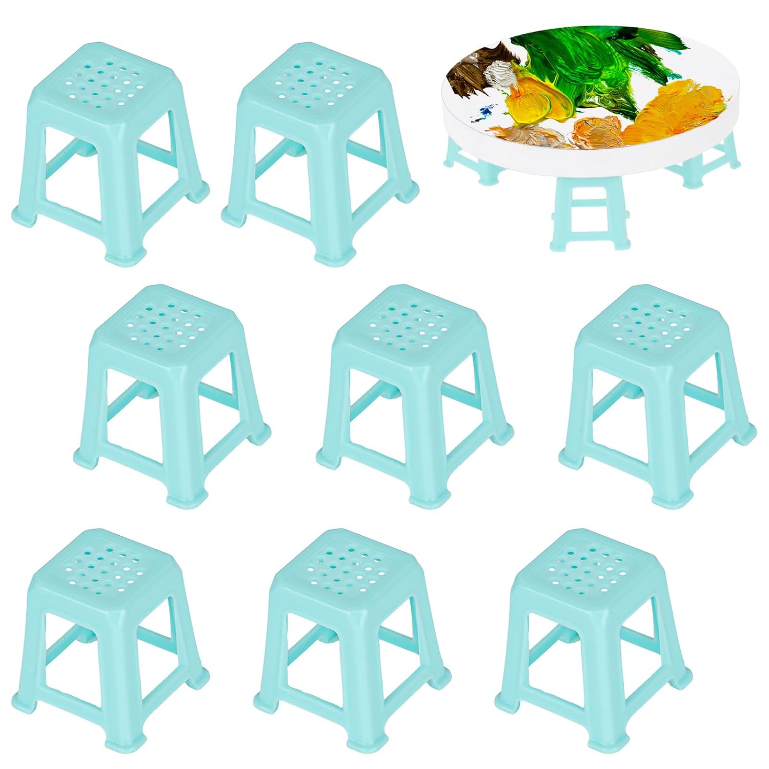 8 Pcs Canvas Stands Paint Stands For Painting Paint Pouring Supplies Canvas Feet Risers, Mini Non-Skip Canvas Support Stands, Plastic Paint Pouring Tools For Painting Supplies