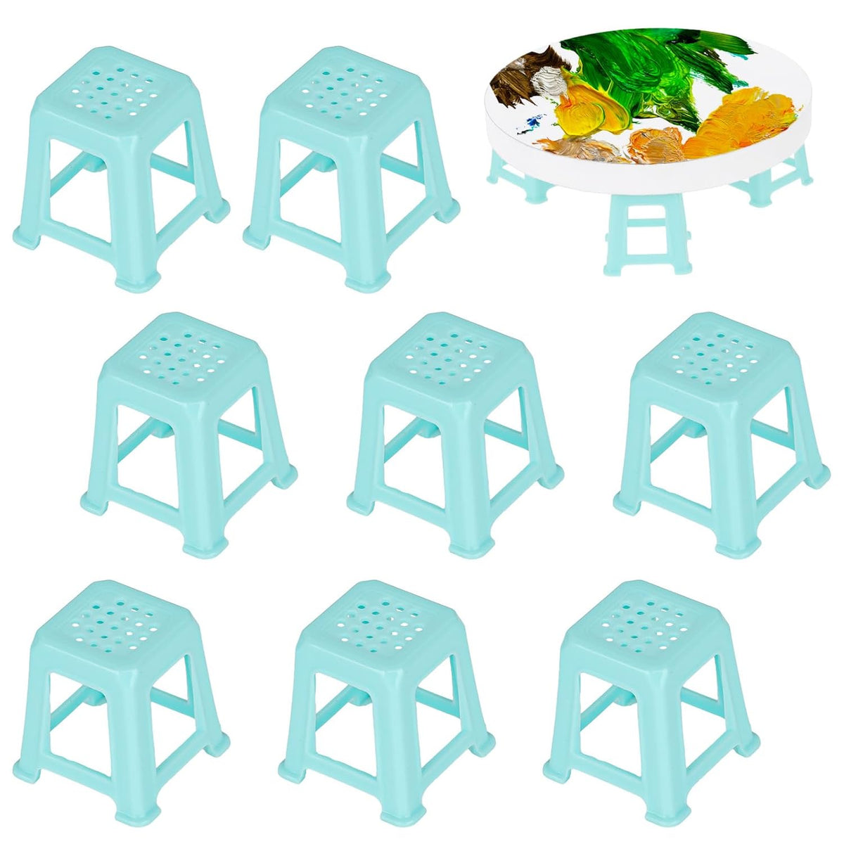 8 Pcs Canvas Stands Paint Stands For Painting Paint Pouring Supplies Canvas Feet Risers, Mini Non-Skip Canvas Support Stands, Plastic Paint Pouring Tools For Painting Supplies