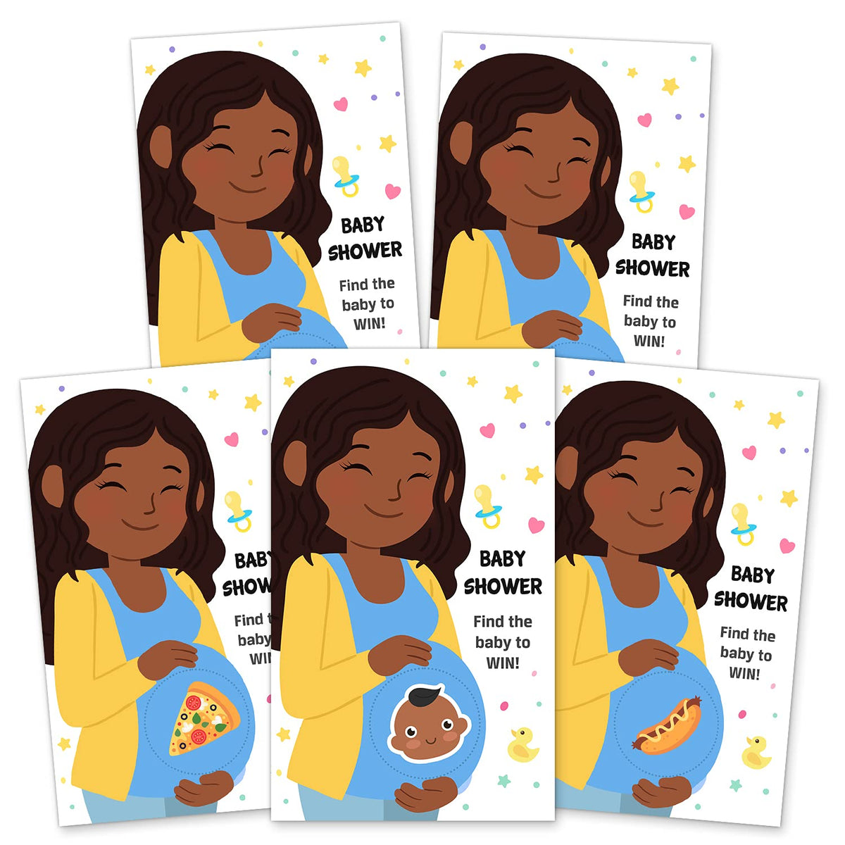 Baby Shower Games - Find The Baby Boy To Win - Baby Shower Lottery Tickets Games Door Prizes Scratch Off Cards Games, 4 Winners 4 Different Loser Card Designs, 40 Cards