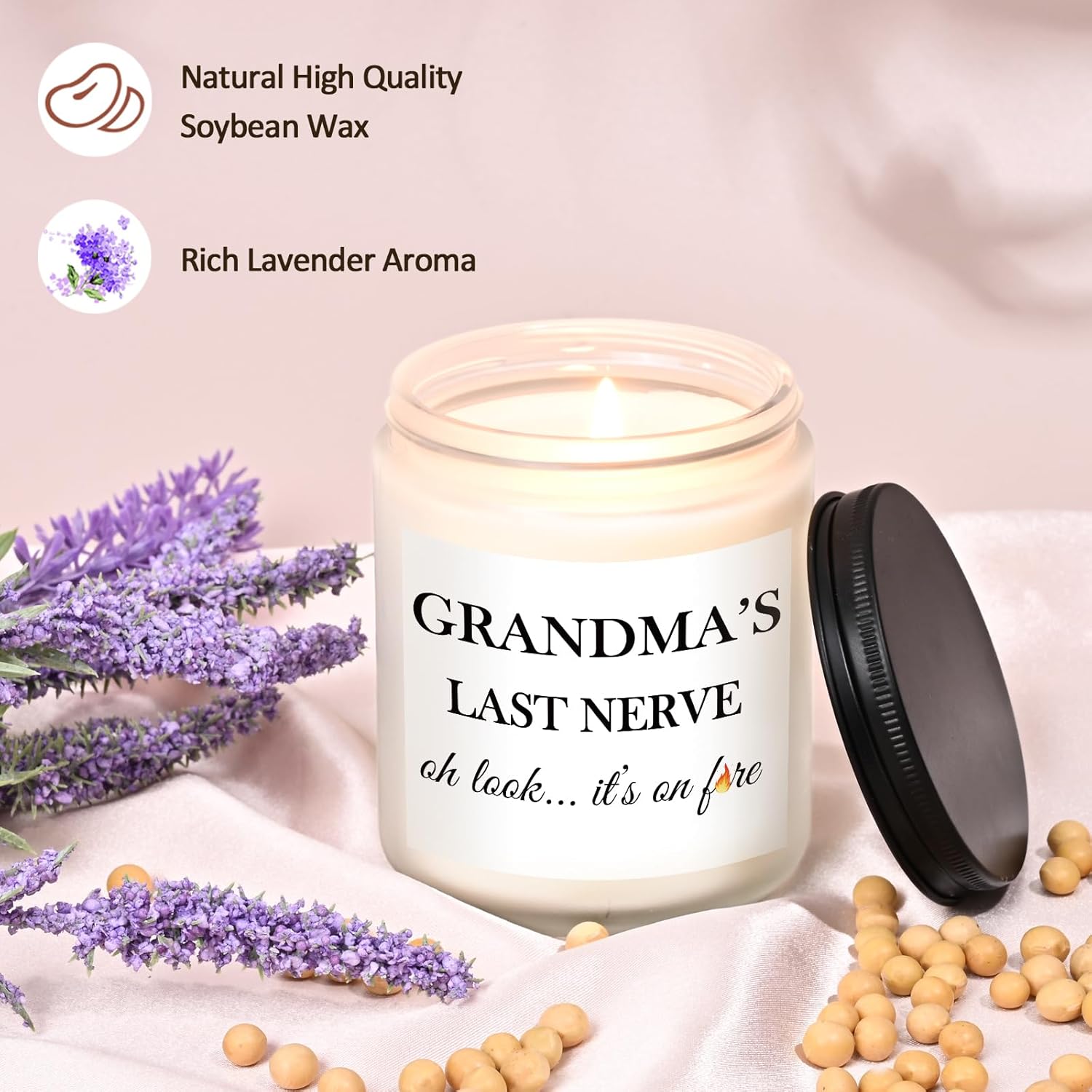 Gifts For Grandma, Grandma'S Last Nerve Lavender Soy 7 Oz Candle, Best Grandmother Gifts Ideas For Birthday Mother'S Day(White)
