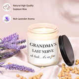 Gifts For Grandma, Grandma'S Last Nerve Lavender Soy 7 Oz Candle, Best Grandmother Gifts Ideas For Birthday Mother'S Day(White)
