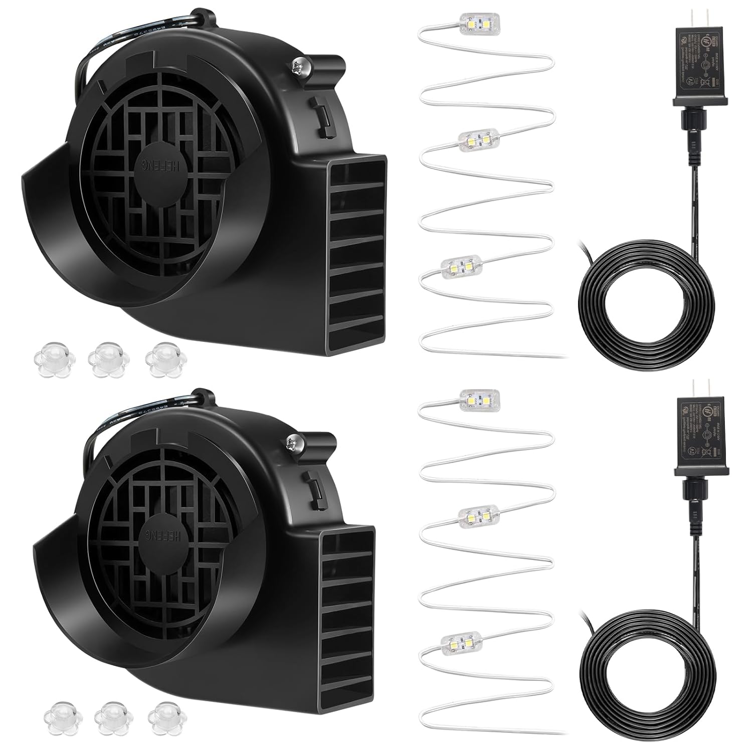 2-Pack Inflatable Fan Blower Replacement, 12V 1.2A Air Blower For Inflatables With 3 Led Light Strings For Thanksgiving