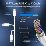 USB C Fast Charger with 10FT USB C to USB C Cable for iPhone 17 16 15 iPad White