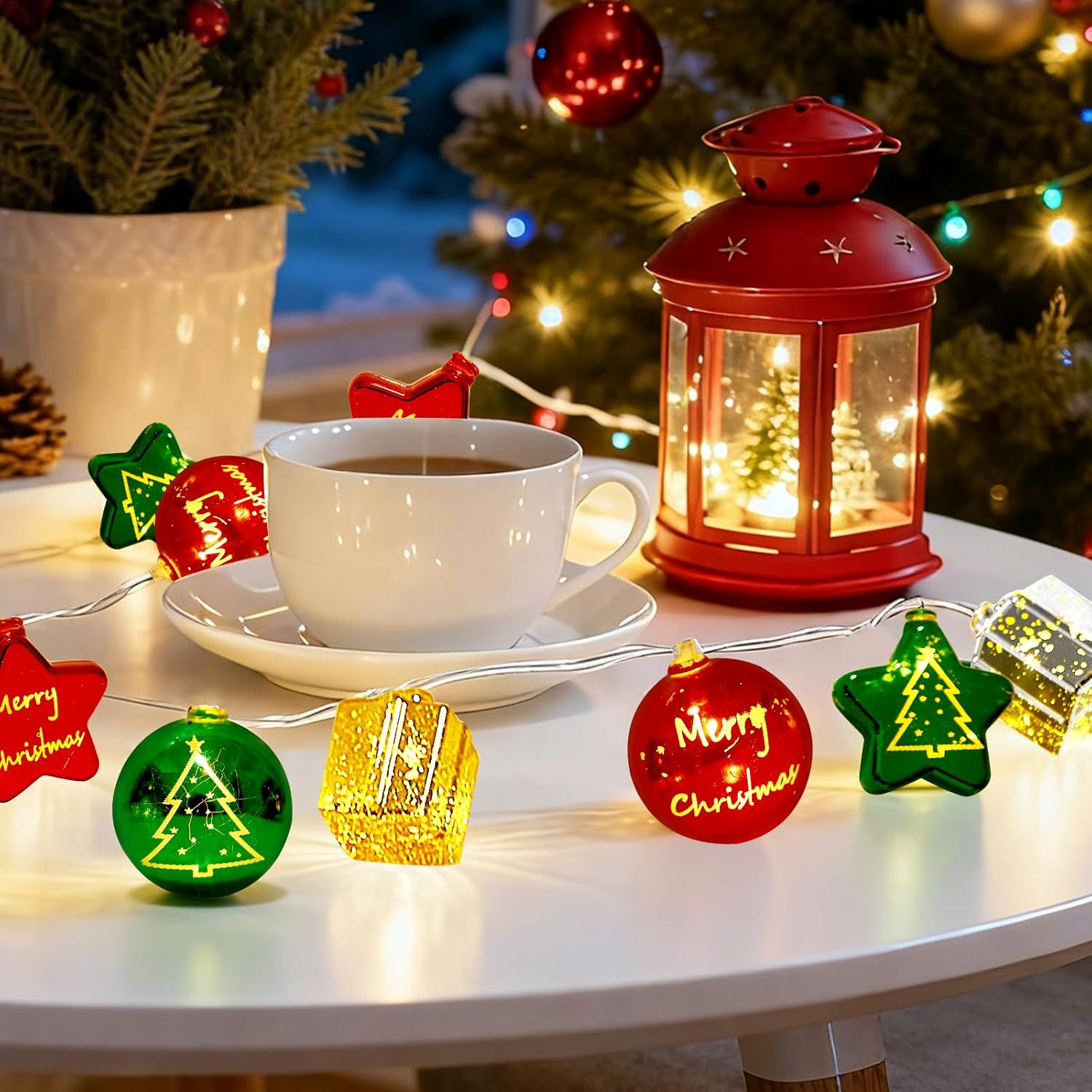 Decorations Lights, 13.5Ft 20 Led Battery Christmas Light With Timer & 8 Modes, Christmas Ball Ornaments Lights For Xmas