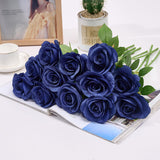 60 Pcs Fake Navy Blue Roses Artificial Flowers Bulk Realistic Silk Faux Rose With Stems For Wedding Decoration Anniversary Bridal Bouquet Diy Floral Arrangement Romantic Home Decor Gifts