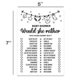 Baby Shower Game Cards - Would She Rather Set Of 30 Cards - Rustic Bridal Wedding Or Bachelorette Party Ideas