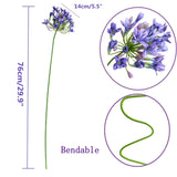 6Pcs Artificial Agapanthus Flowers Long Stems Silk Lily Flowers For Home Hotel Flower Arrangement Party Decor (White Purple)