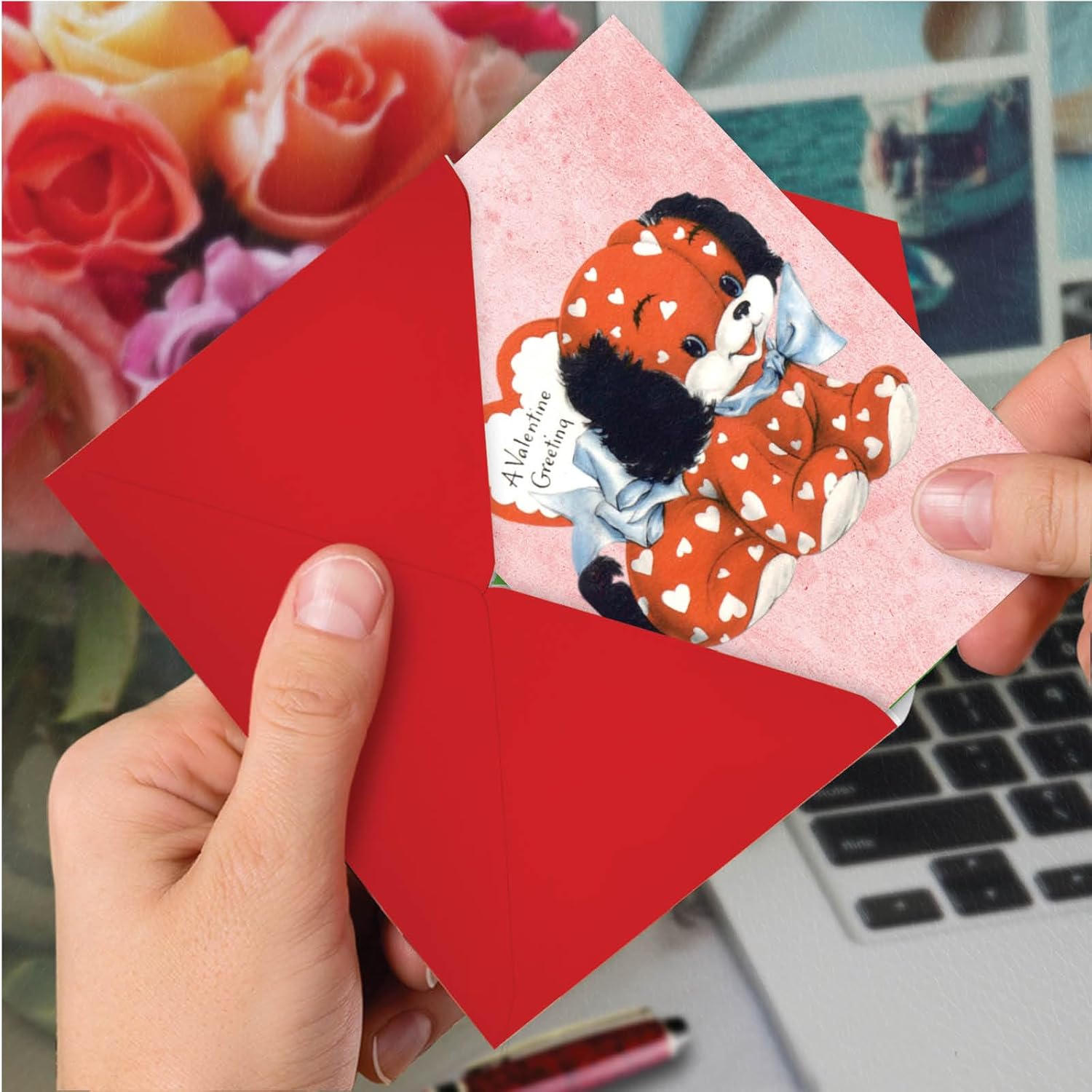 - Valentine'S Day Greeting Card With Envelope (4.63 X 6.75 Inch) - Vintage Puppies C8990Dvdg