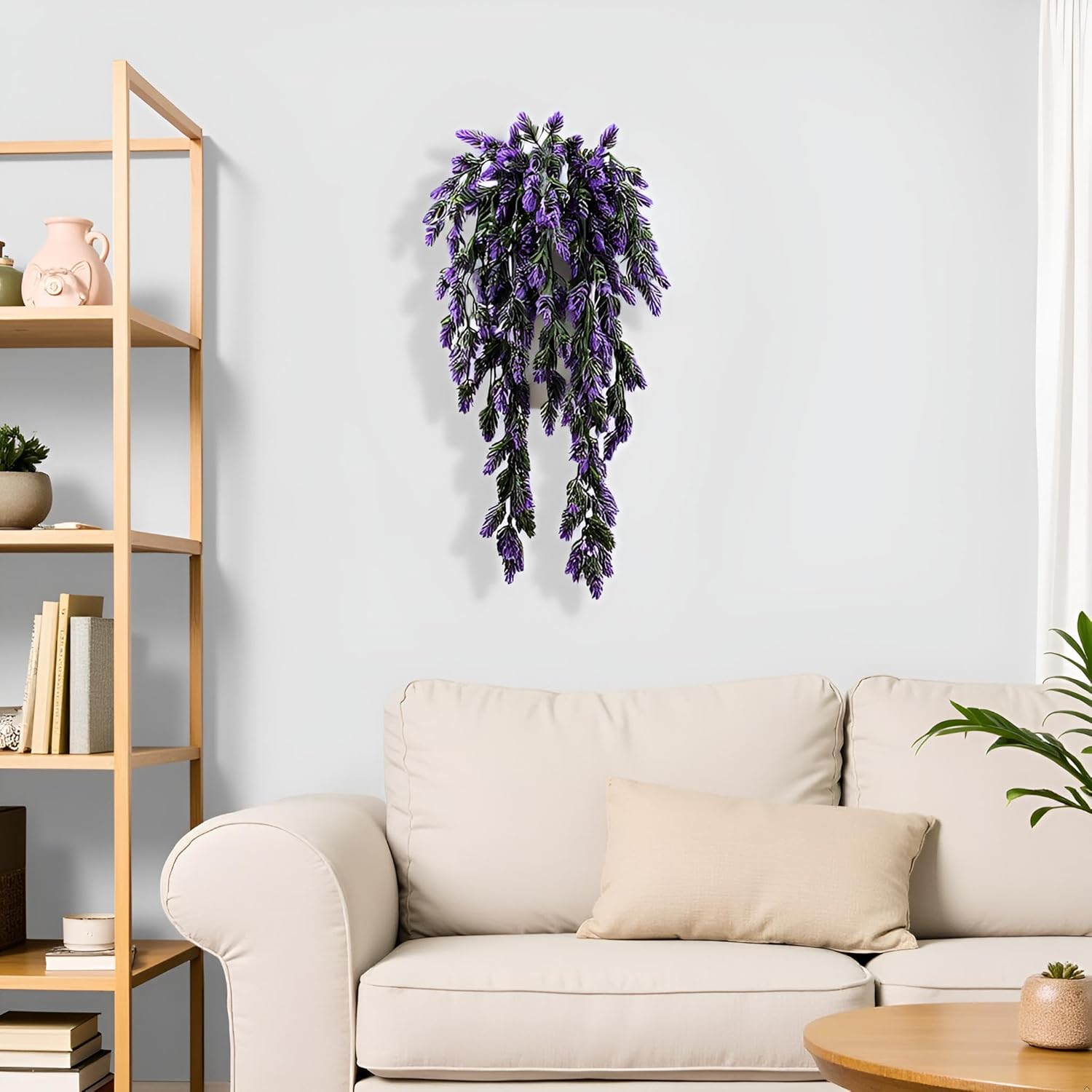 3 Pcs Artificial Hanging Plants Hops Purple Plastic Vines Hops Flowers Purple Garland Fake Hanging Vines Uv Resistant For Home Wall Garden Balcony Wedding Party Decoration(Purple)