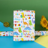 Dinosaurs Wrapping Paper Roll 17 Inch X 10 Ft Mini Roll Happy Birthday Wrapping Paper Rolls For Boys Girls Kids Cute Colorful Dino Gift Wrap Paper For Bday,Party,Holiday,Baby Showers,Christmas