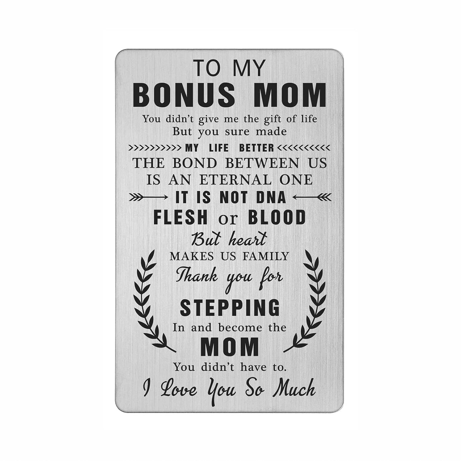 To My Stepmom Gifts Stepmother Wallet Card, Thank You For Stepping In And Become The Mom You Didn'T Have To, Step Mom Birthday Christmas Mothers Day Presents