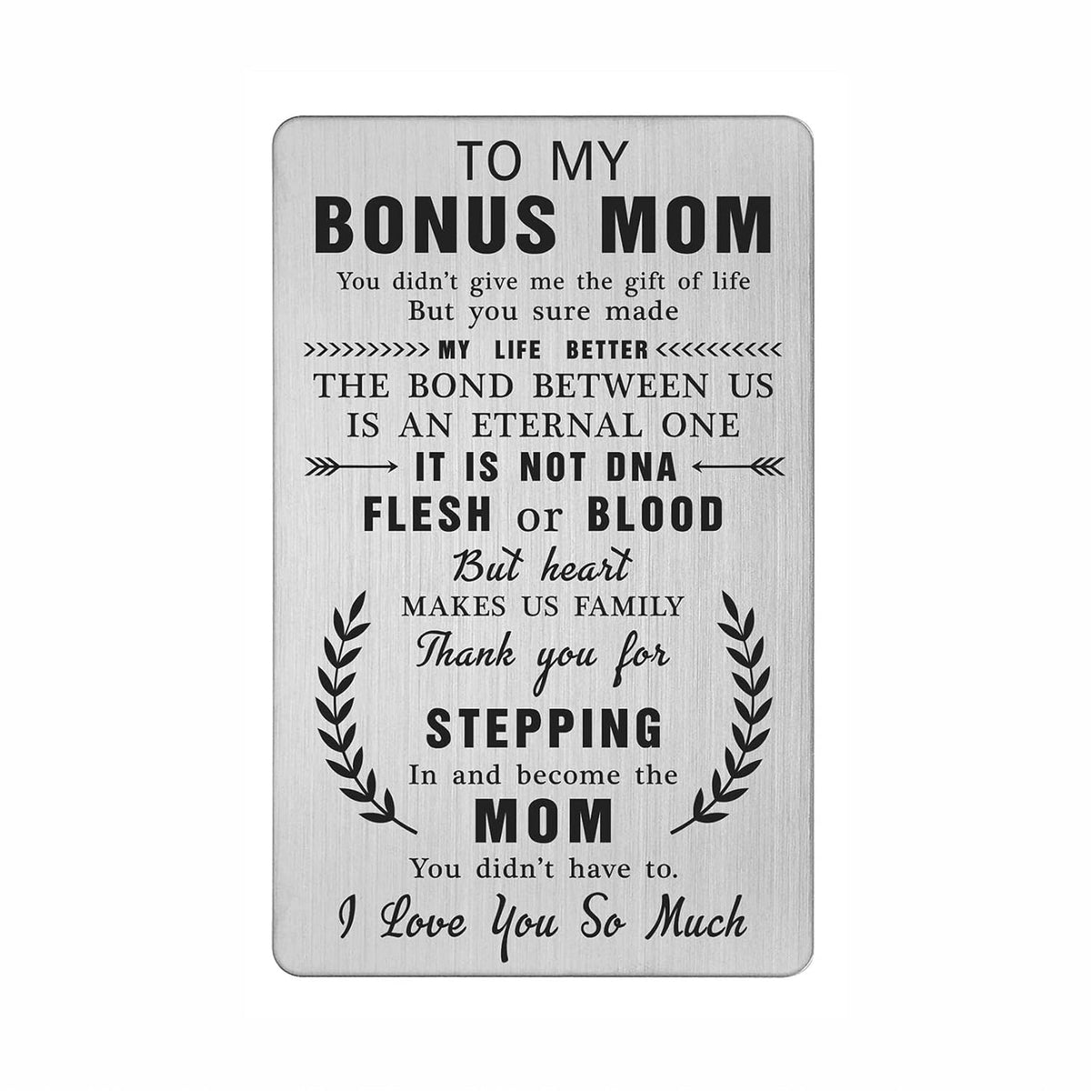 To My Stepmom Gifts Stepmother Wallet Card, Thank You For Stepping In And Become The Mom You Didn'T Have To, Step Mom Birthday Christmas Mothers Day Presents