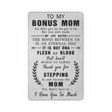 To My Stepmom Gifts Stepmother Wallet Card, Thank You For Stepping In And Become The Mom You Didn'T Have To, Step Mom Birthday Christmas Mothers Day Presents