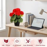 4 Pack Artificial Geranium Flowers For Outdoors Red Silk Flower Uv Resistant Fake Plants Realistic Faux Flowers Outside For Home Kitchen Garden Patio Table Centerpiece (Red)