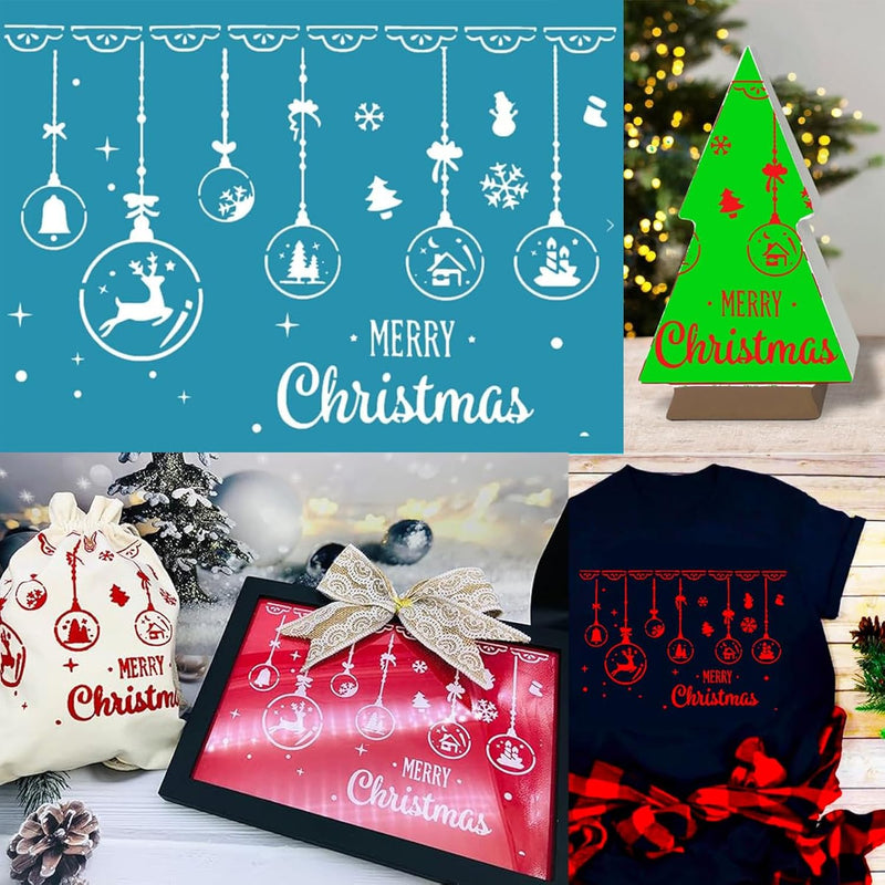 Christmas Bells Silkscreen Stencil,Reusable Self-Adhesive Silk Screen Printing