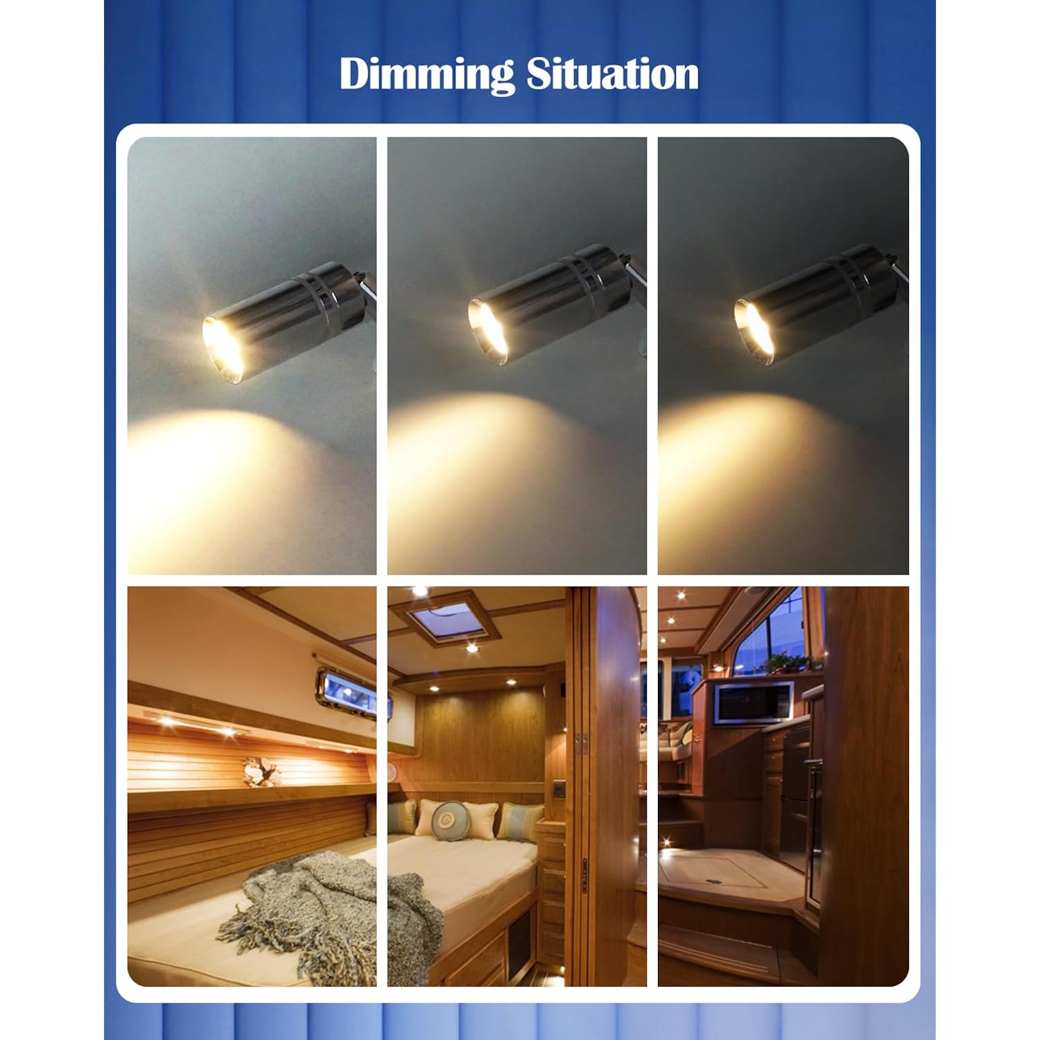 Small 12V Rv Reading Light 3W Dc 12 Volt Led Camper Lights Interior Warm White Interior Lights With Built-In Dimmer Touch Switch Of Blue Decor Light On Trailer Van Truck Car Motorhome Caravan Boat