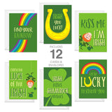 St. Patrick'S Day Card Pack / 5" X 7" Illustrated Shamrock St. Patty'S Cards With White Envelopes / 12 Full Color Lucky Leprechaun Greeting Cards/Made In The Usa