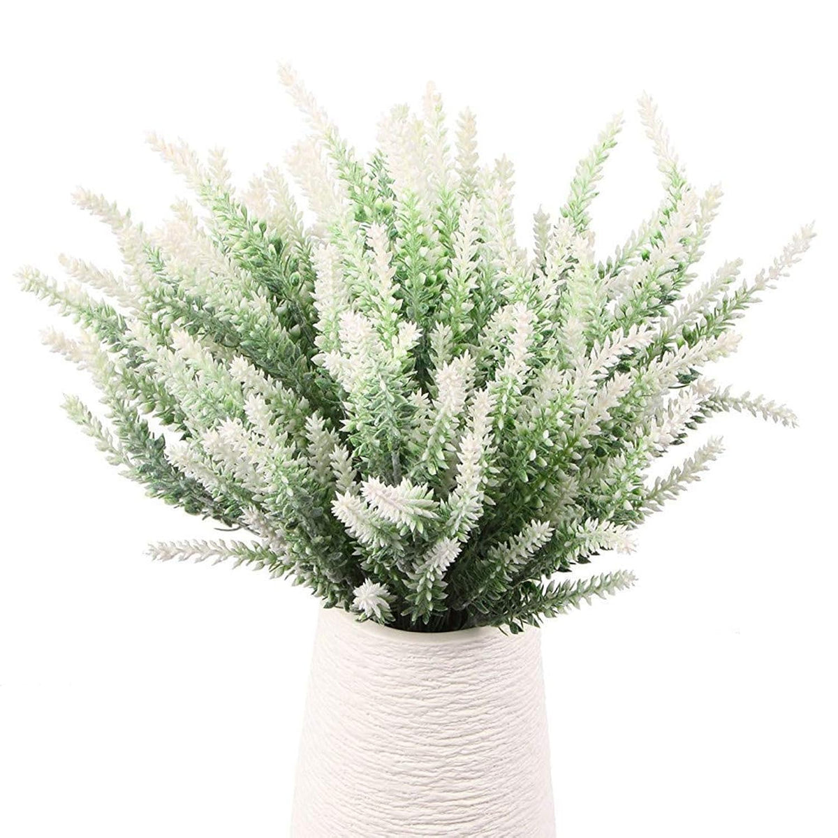 Artificial Flowers Lavender Plastic Plant Fake Wedding Bride Bouquet Indoor Outdoor Home Decor Garden Patio Table Centerpieces Arrangements Decoration White 4 Pcs