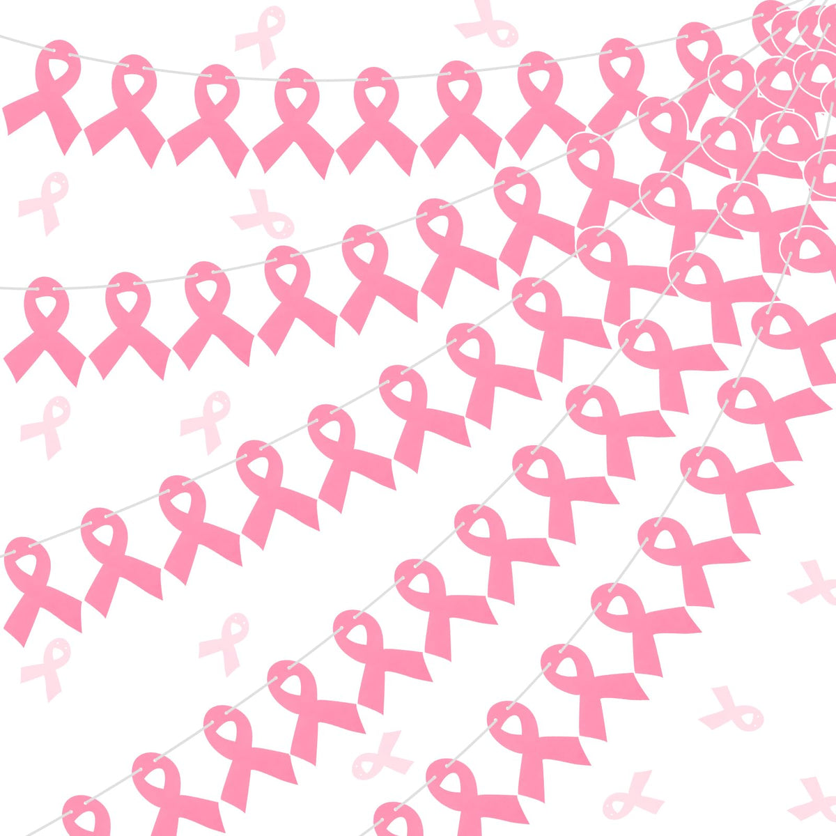5 Pcs Breast Cancer Awareness Pink Ribbon Banner