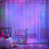 300 Led Curtain Lights, Outdoor And Indoor Christmas Fairy Lights, Waterproof Curtain String Light, 8 Flashing Modes For