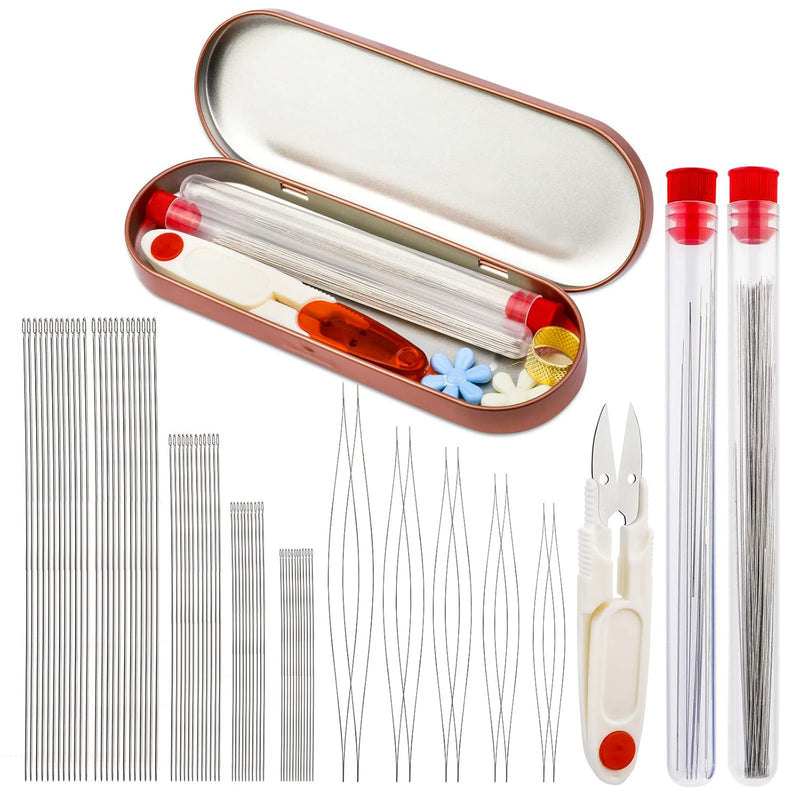 77 Pcs Beading Needles Set Include 60 Pcs Long Straight Beading Thread Needles