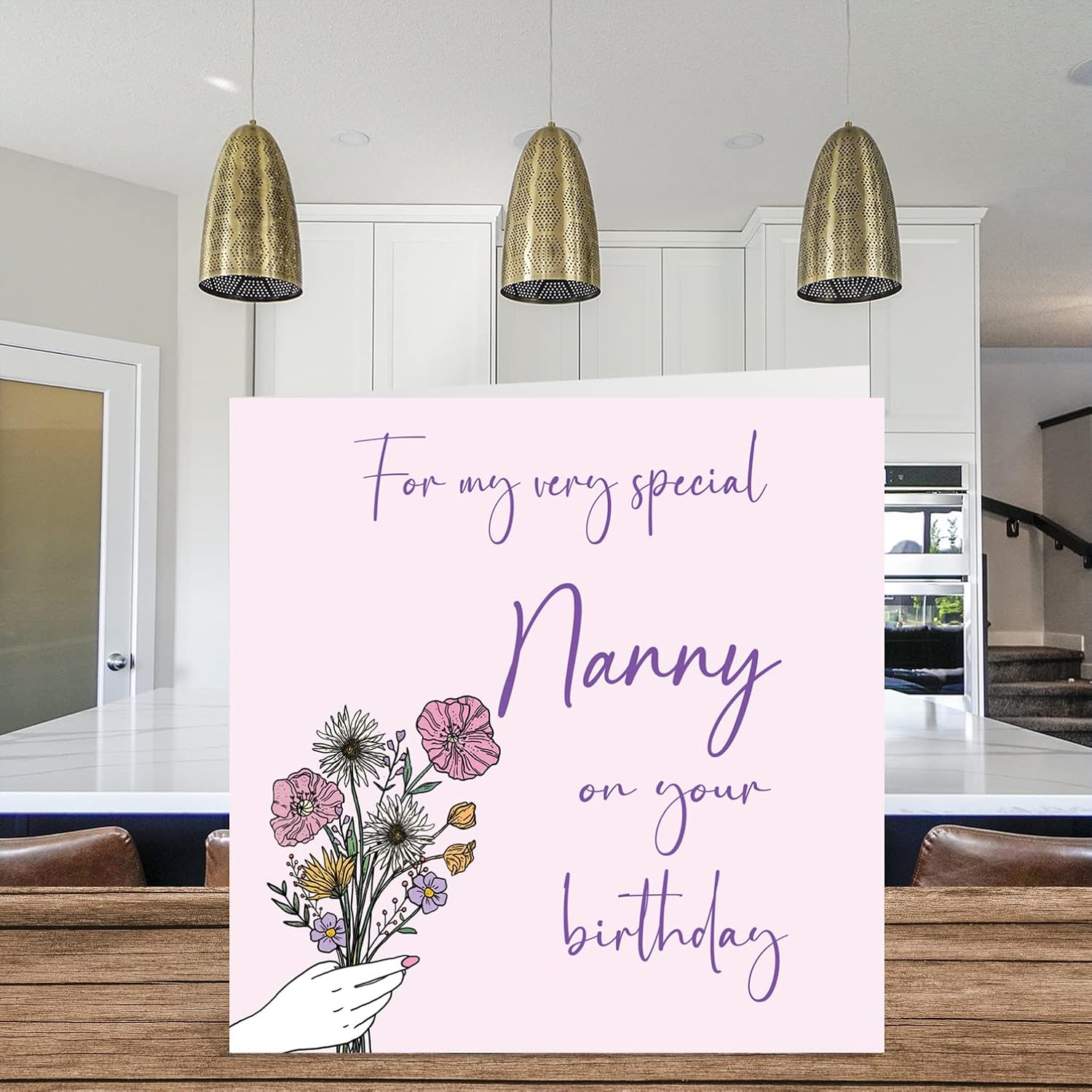 Cute Birthday Cards For Nanny - Birthday Flowers - Happy Birthday Card For Nanny From Grandson Granddaughter, Nanny Special Birthday Gifts, 5.7 X 5.7 Inch Mother'S Day Greeting Cards