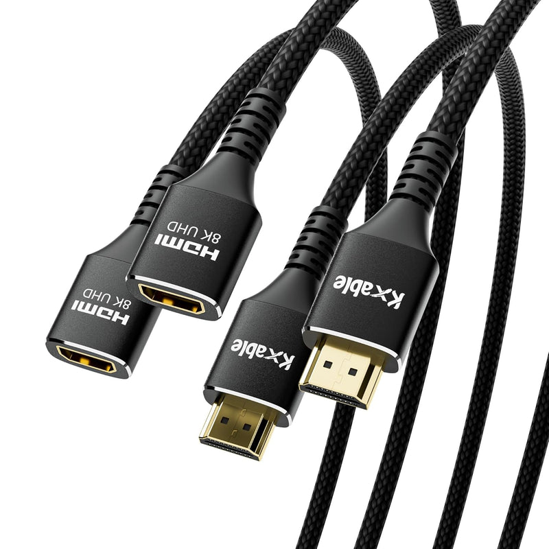 8K Hdmi Extension Cable (2 Pack, 2Ft+2Ft), Hdmi 2.1 Ultra High Male To Female