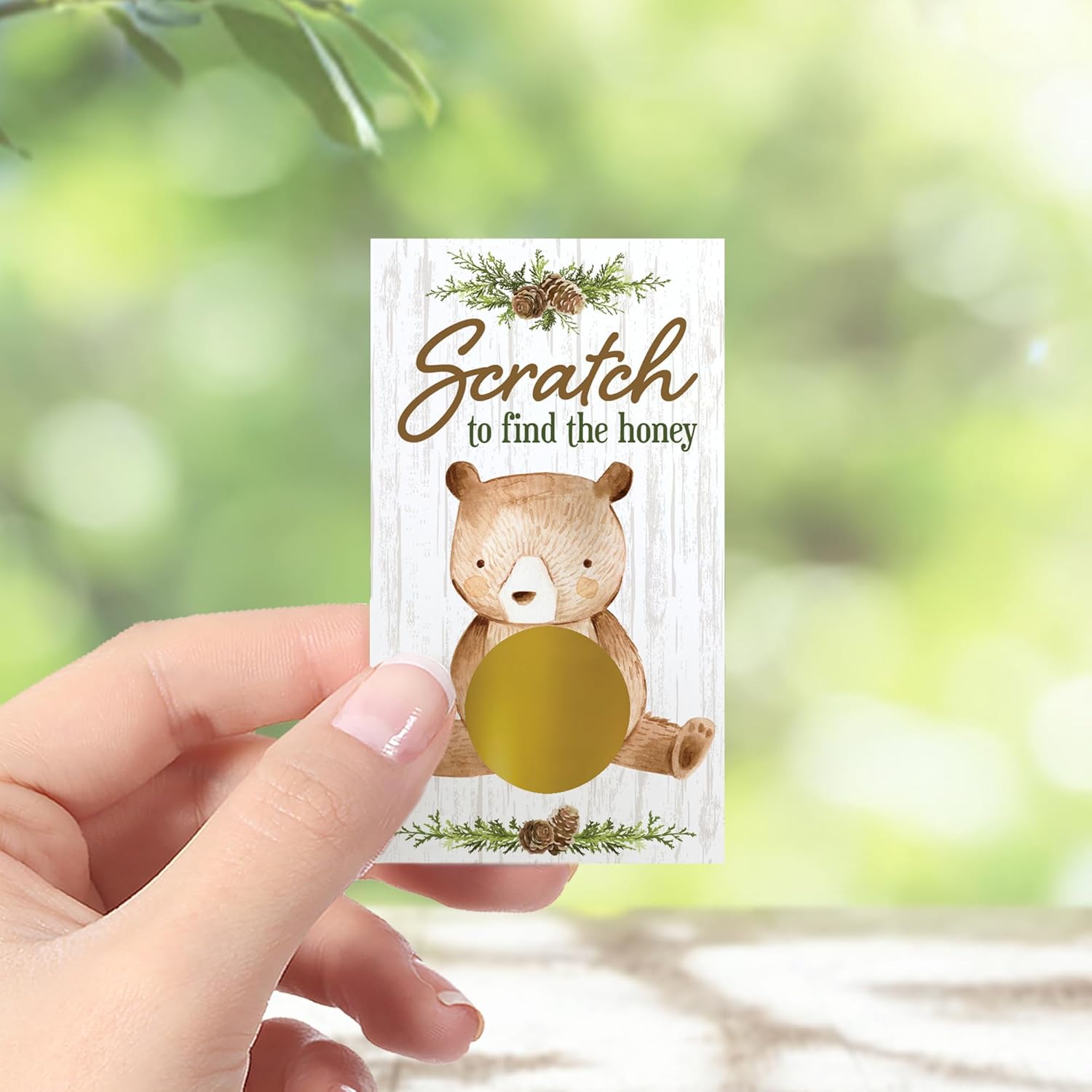 Woodland Teddy Bear Baby Shower Scratch Off Party Game, We Can Bearly Wait Gender Reveal Party Activity - 28 Cards