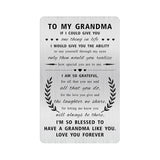 Engraved Stainless Steel Grandmother Card - Heartfelt Gifts For Grandma, Mother'S Day, Christmas - Durable Wallet Card To My Grandma
