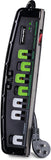 Black and Green Energy Saving Surge Protector Power Strip with 7 Outlets and 5FT Cord