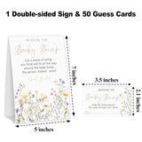 How Big Is Mommys Belly Game, Baby In Bloom Measure The Baby Bump Baby Shower Game, Spring Floral Baby Shower Party Decorations, 1 Sign & 50 Guess Cards-A01