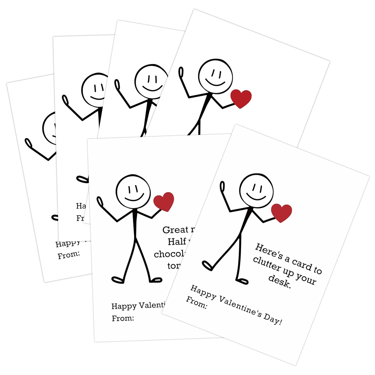 Pack Of 30 The Office Valentines Day Card, 6 Assorted Designs Of Stick Figure Humo Valentine Cards, Valentine'S Day Party Supplies, Office Valentines Day Gifts For Coworkers Employee Manager Boss,3