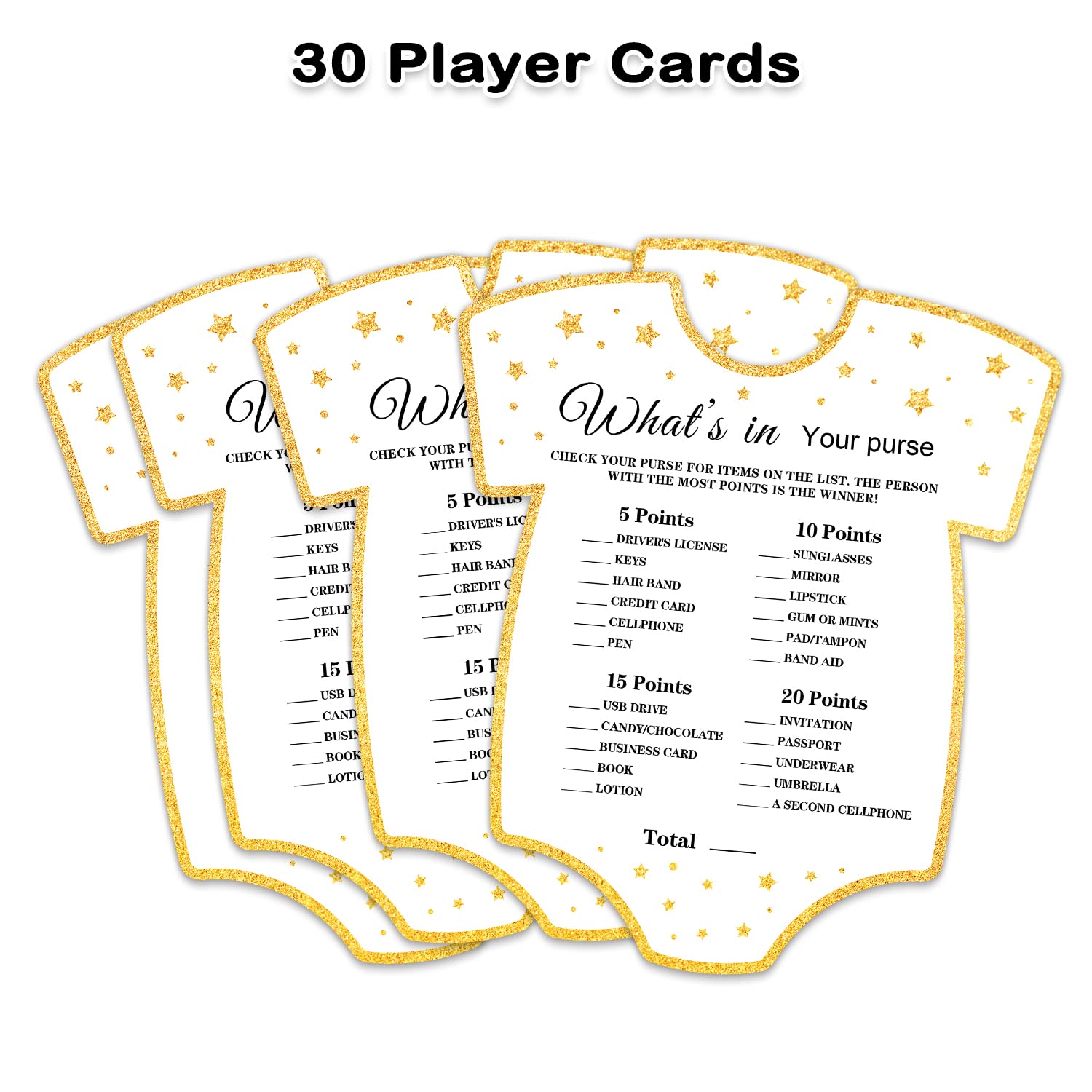 Baby Shower Game Cards, Shaped Card What'S In Your Purse Game Card For Baby Shower Party?Funny Icebreak Baby Shower Party Games Ideas Activity For Parent-To-Be, Fun And Easy, 30 Cards
