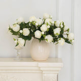 10Pcs Artificial Peony Flower, Fake Peony Hydrangea Bouquet Silk Flowers With Stems For Wedding,Party,Office,Home Decor(White)