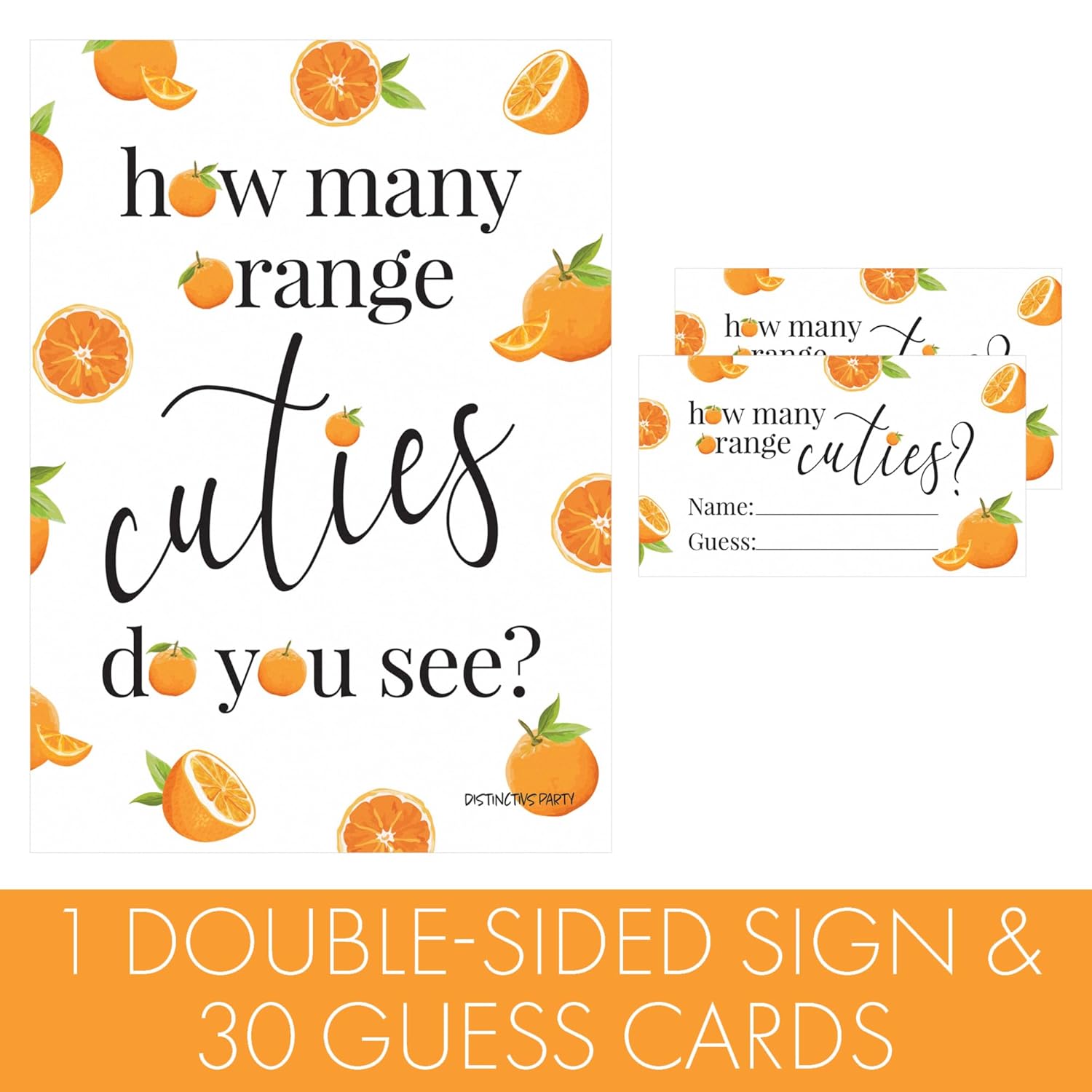 Orange Little Cutie Baby Shower Game, How Many Cuties In The Jar (1 Sign & 30 Guessing Cards)