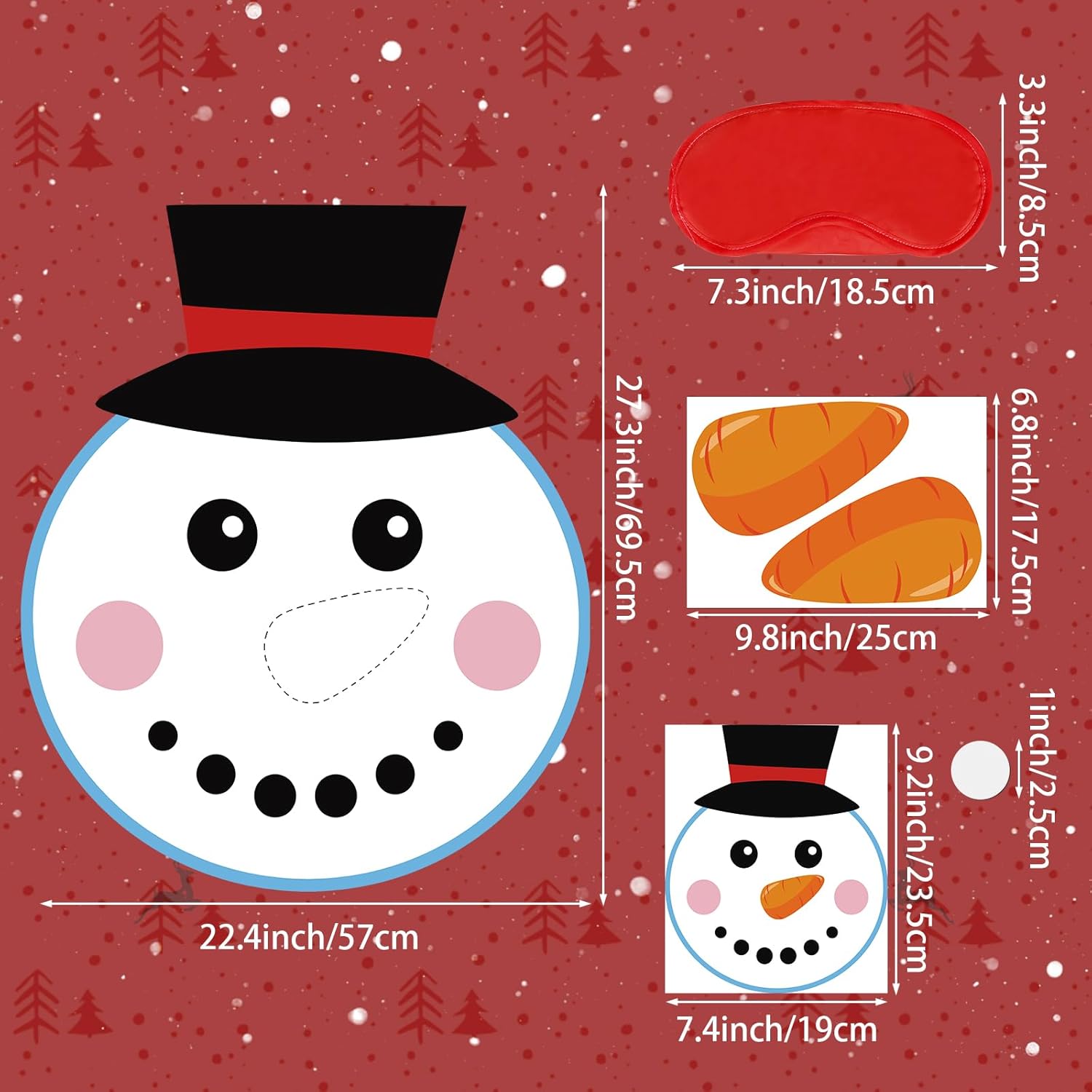 Pin The Nose On The Snowman Games With 20 Pcs Nose Stickers, Large Christmas Snowman Games For Kids Christmas Party Decorations Christmas Party Games Supplies