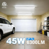 4 Pack 4FT LED Shop Lights 45W 6300LM 5000K V Shape Linkable T8 Fixtures for Garage Workshop