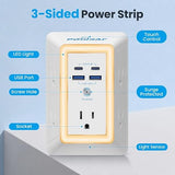 5 Outlet Extender Surge Protector 4 USB Ports 2 USB C PD20W Fast Charging Night Light White